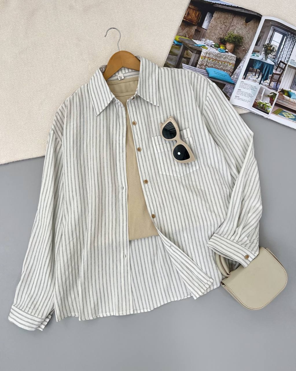 شومیز راه راه لینن وارداتی کد 4863