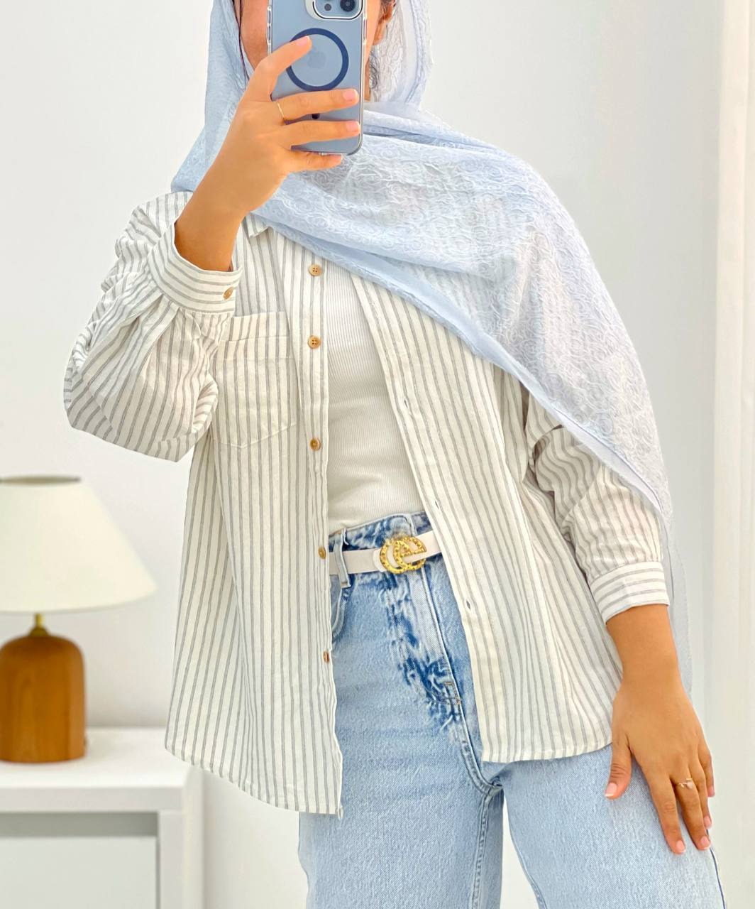 شومیز راه راه لینن وارداتی کد 4863