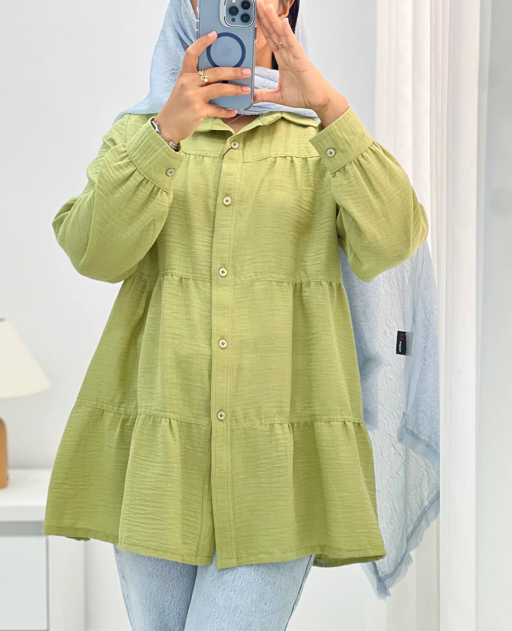 شومیز مانتویی سه چین مزونی کد 4868