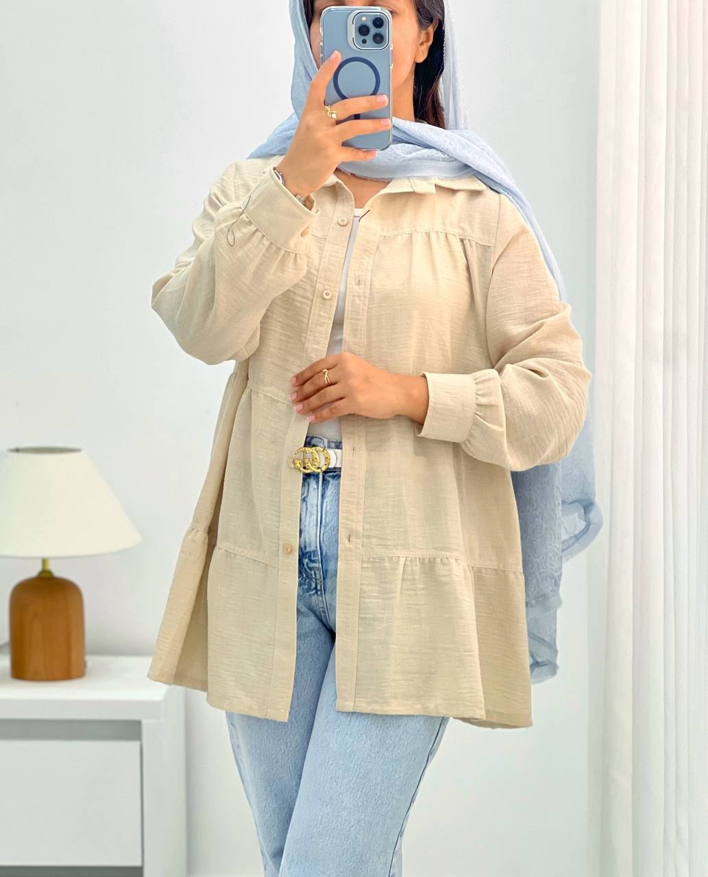 شومیز مانتویی سه چین مزونی کد 4868