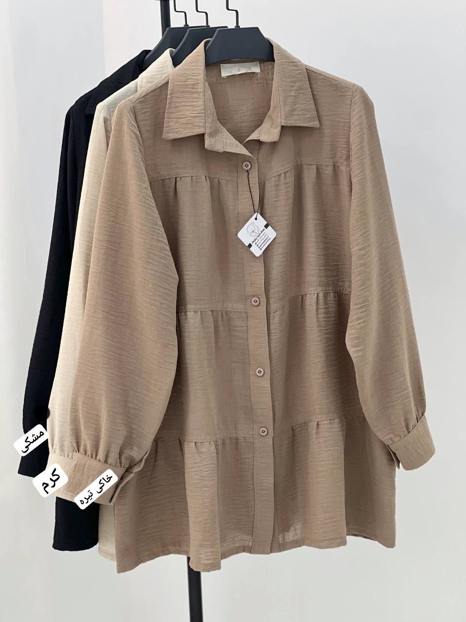 شومیز مانتویی سه چین مزونی کد 4868