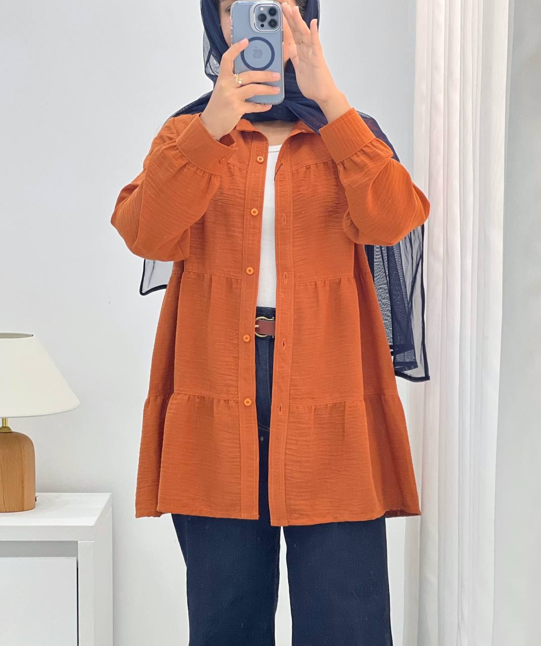 شومیز مانتویی سه چین مزونی کد 4868