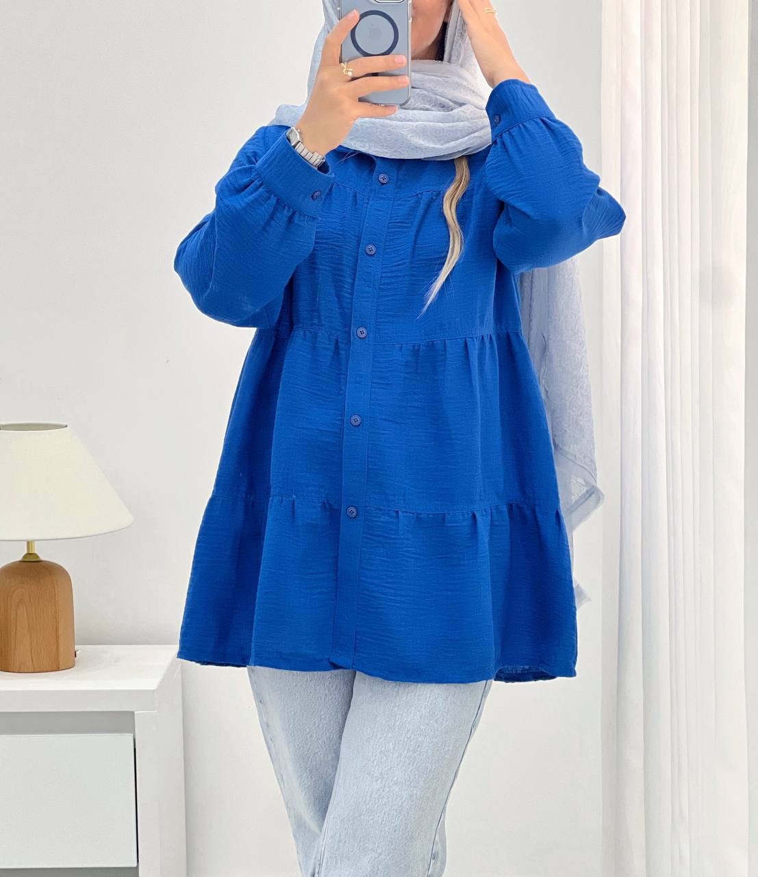 شومیز مانتویی سه چین مزونی کد 4868