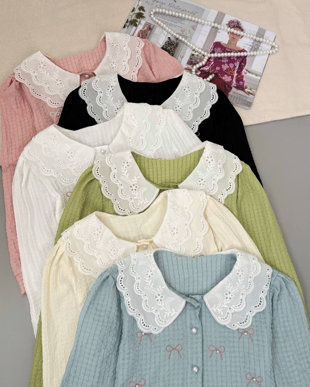 شومیز ژاکارد کش پاپیون کد 4872