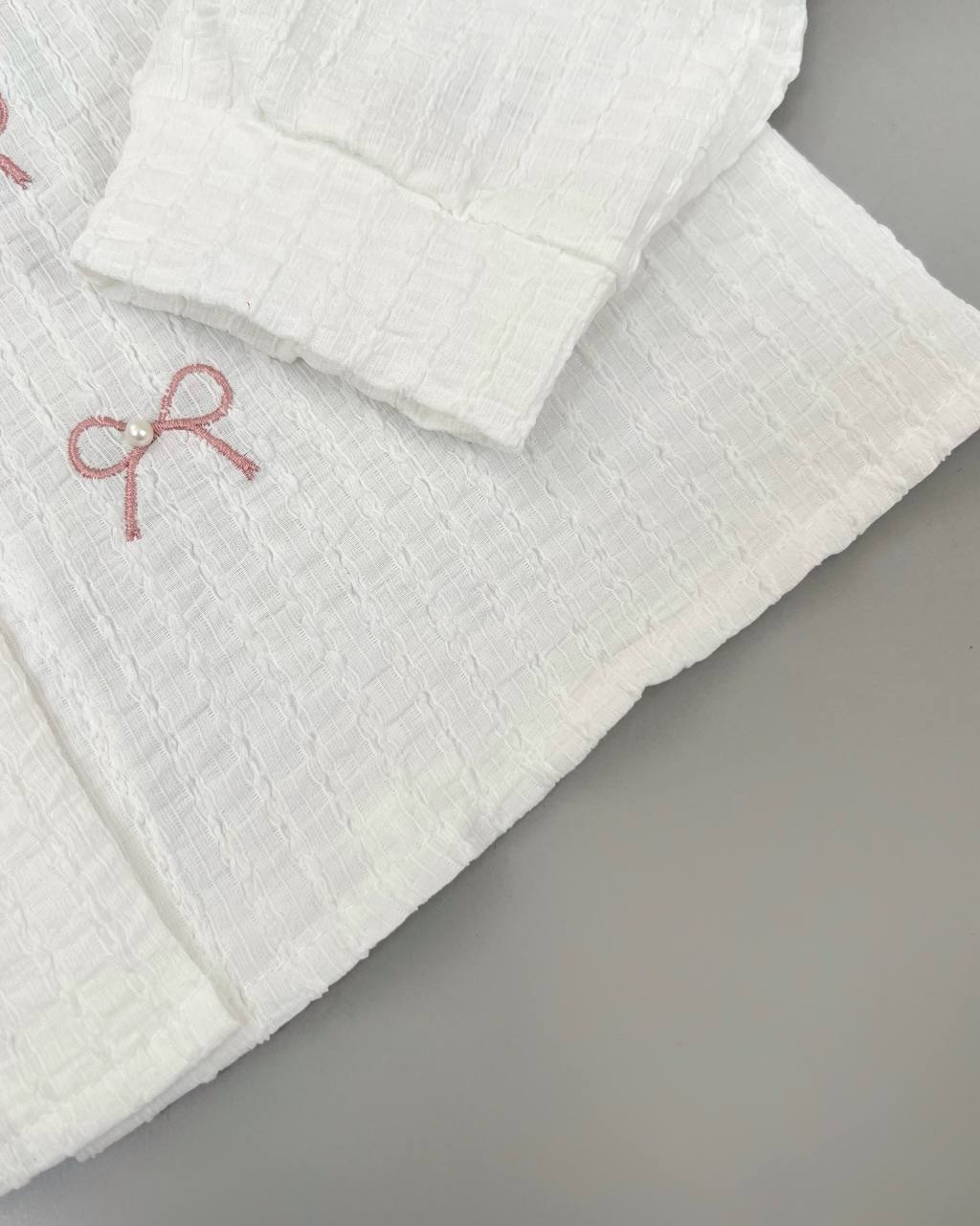 شومیز ژاکارد کش پاپیون کد 4872