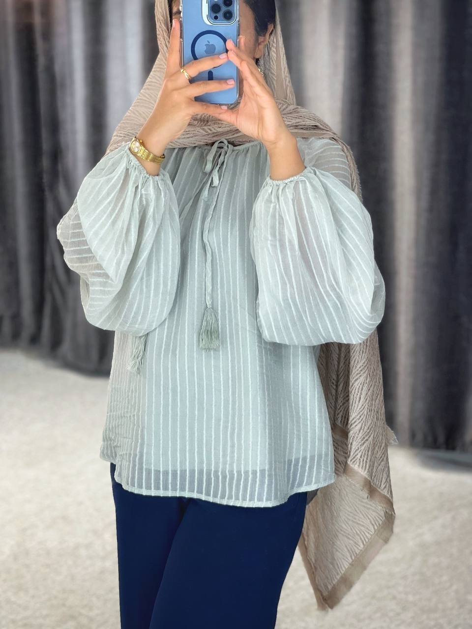 شومیز لینن نخ تمام نخ دوزی کد 4897