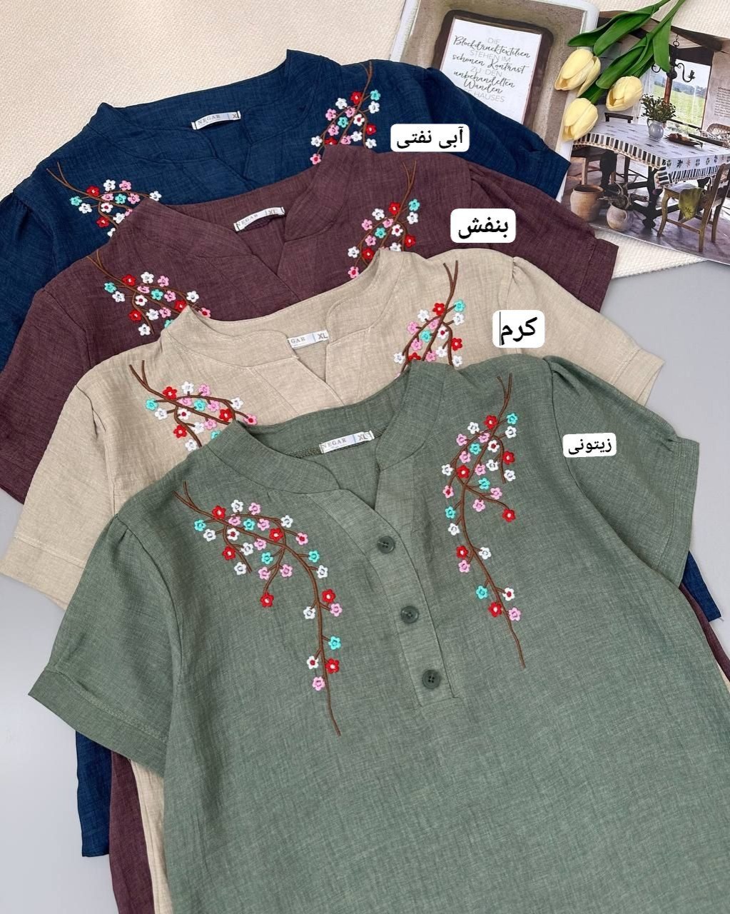 شومیز شانتون نخ گلدوزی کد 4900