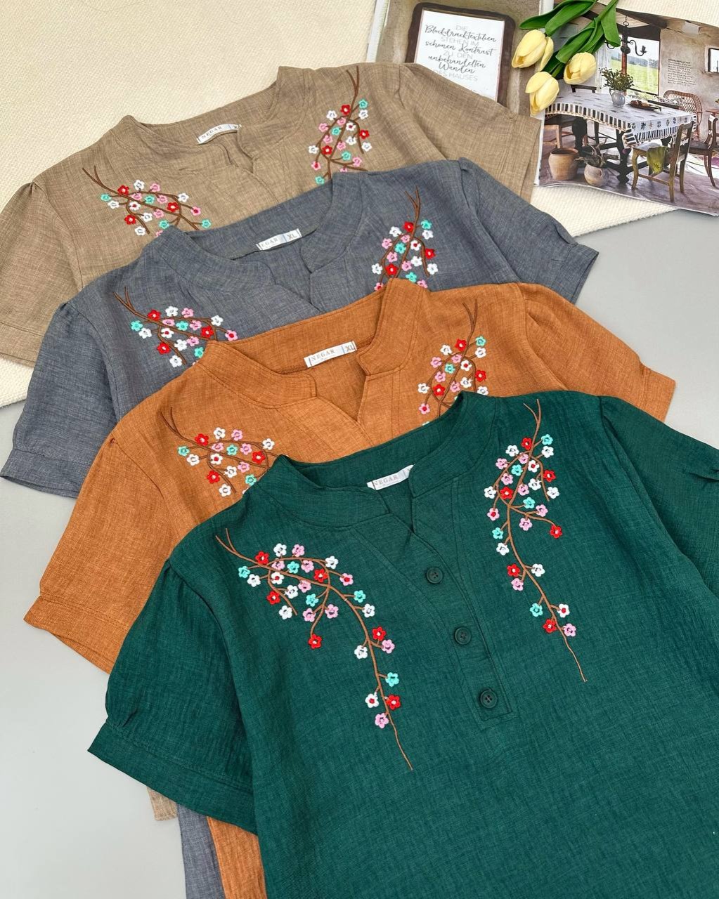 شومیز شانتون نخ گلدوزی کد 4900