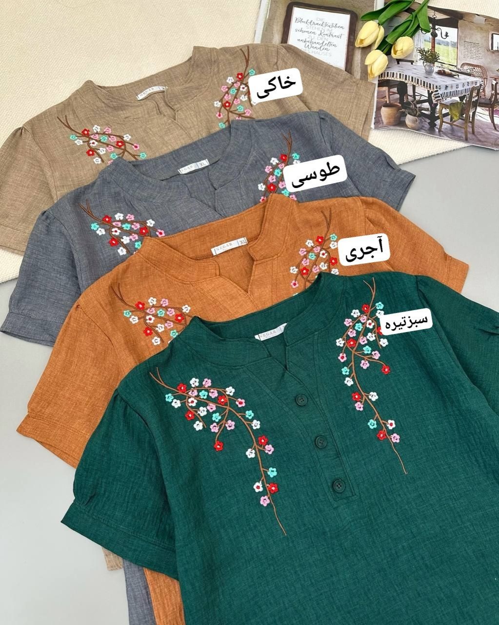 شومیز شانتون نخ گلدوزی کد 4900