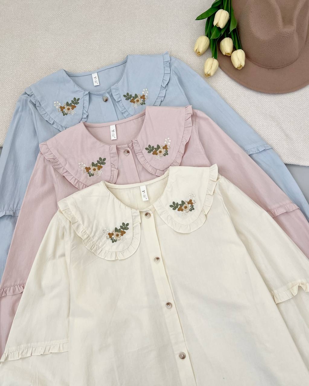 تونیک یقه گلدوزی جلو دکمه کد 4903