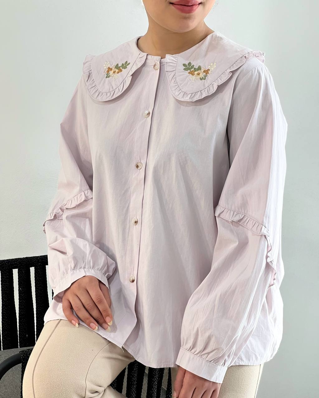 تونیک یقه گلدوزی جلو دکمه کد 4903