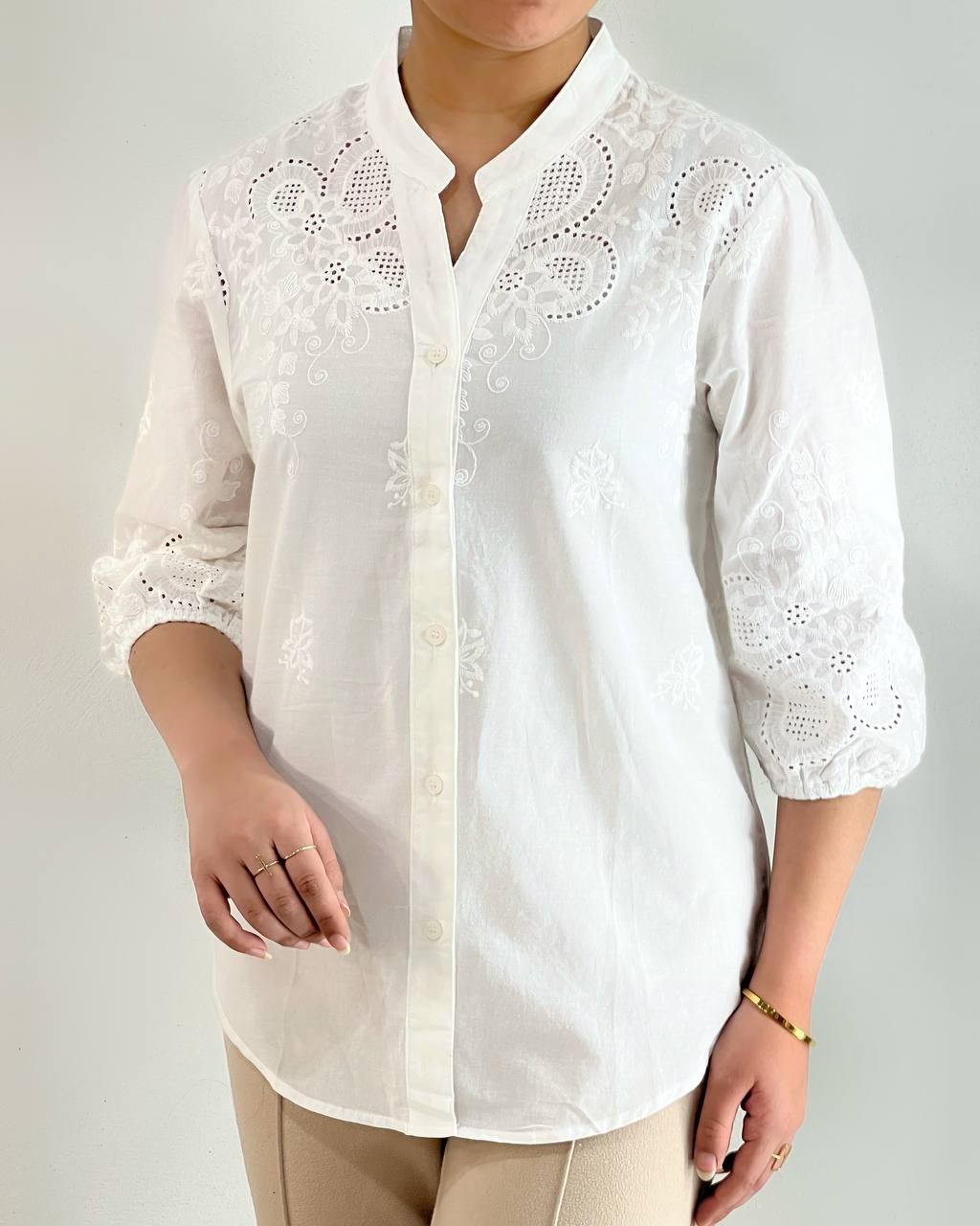 شومیز خامه دوزی تکرنگ کد 4908