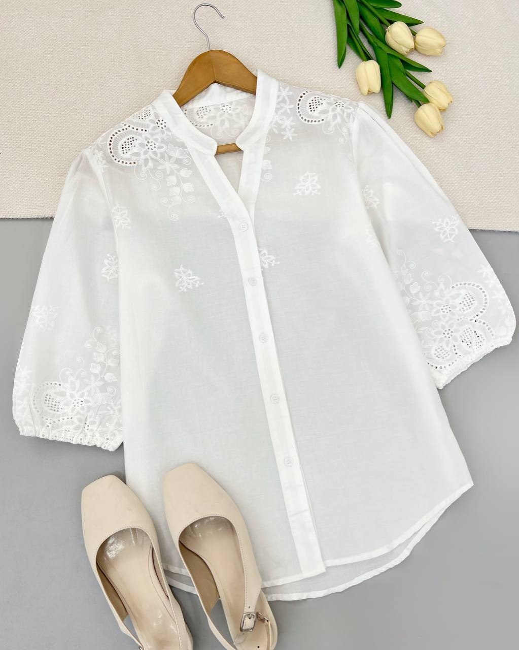 شومیز خامه دوزی تکرنگ کد 4908