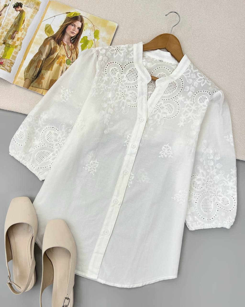 شومیز خامه دوزی تکرنگ کد 4908