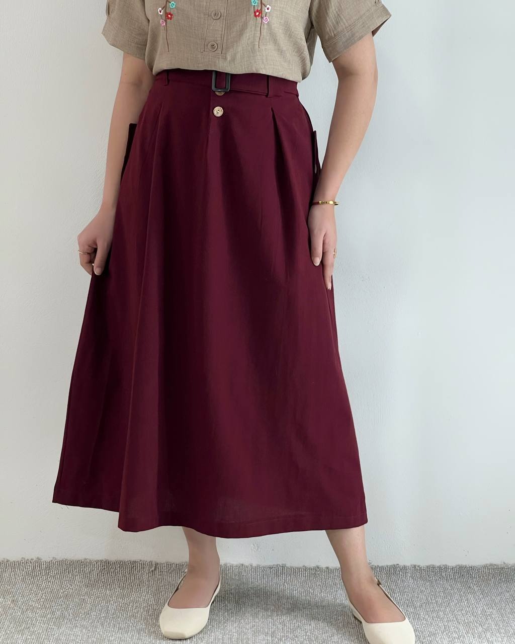 دامن لینن کمربندی کد 4914