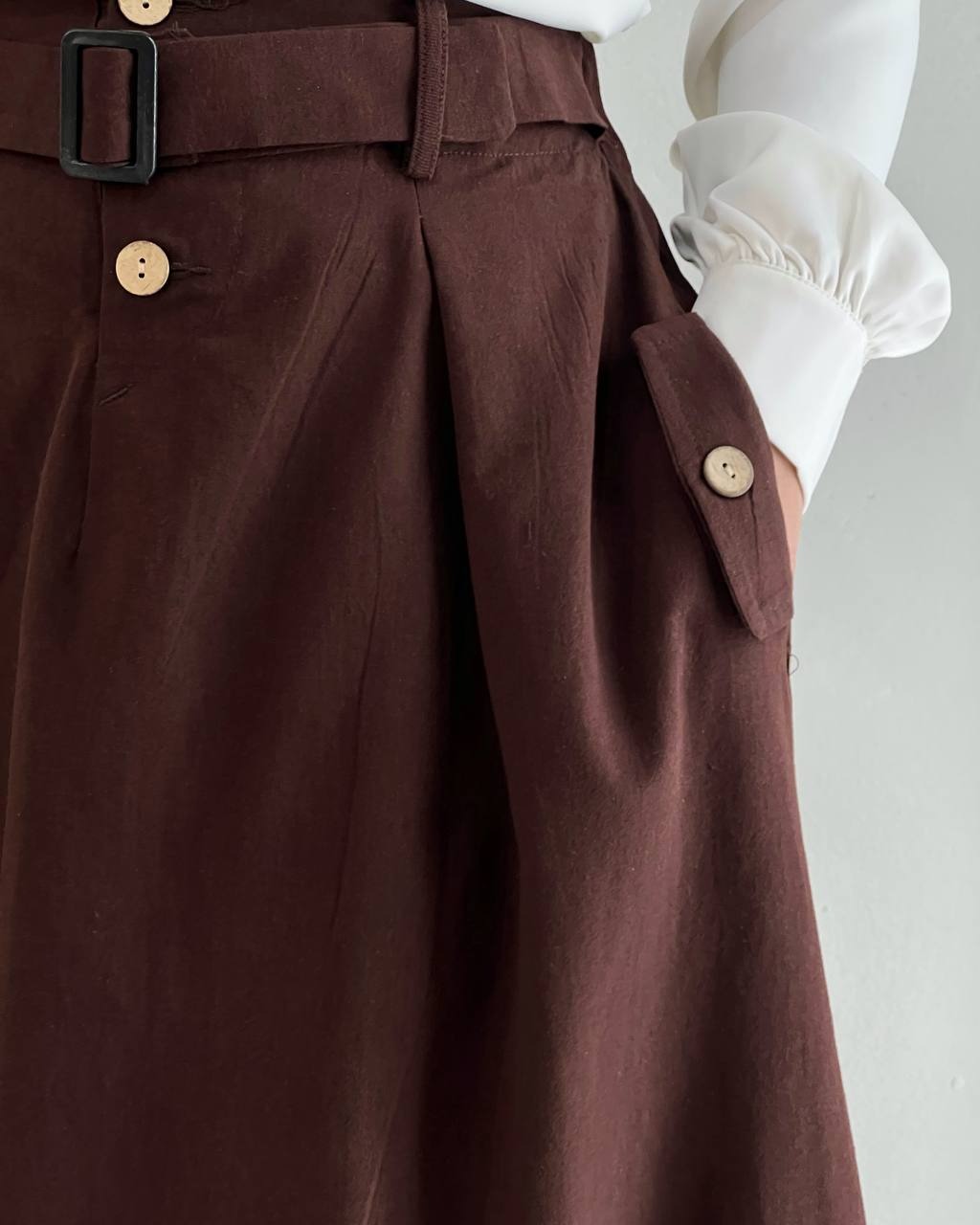 دامن لینن کمربندی کد 4914