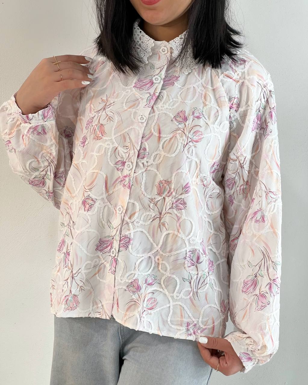 شومیز تمام خامه دوزی طرحدار کد 4915