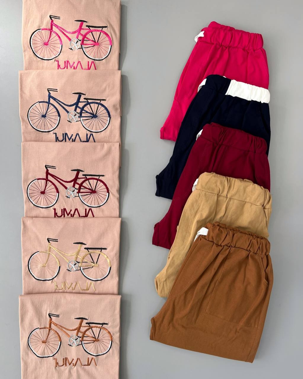 ست تیشرت و شلوار گلدوزی دوچرخه کد 4917