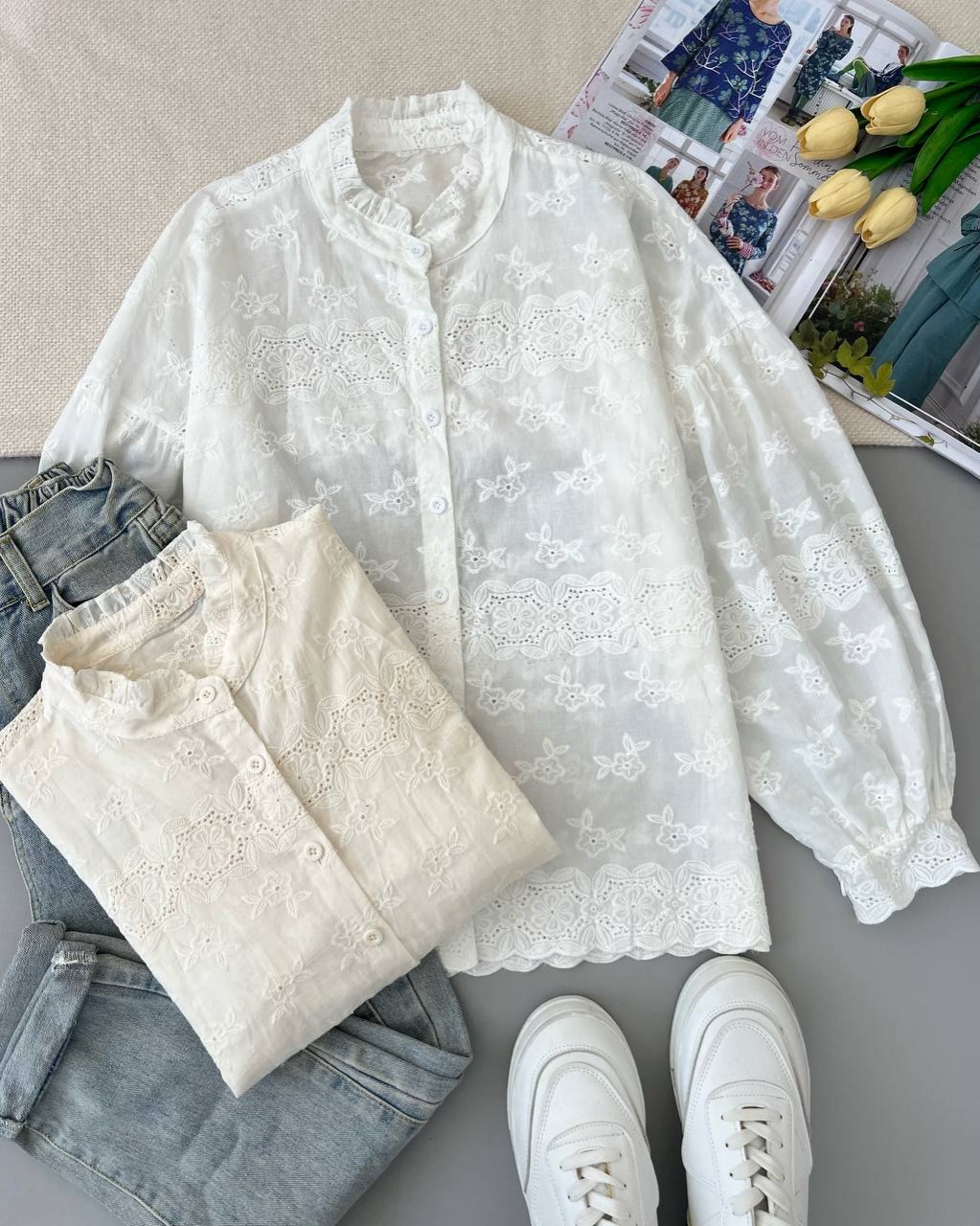 شومیز تمام خامه دوزی اوردر کد4918