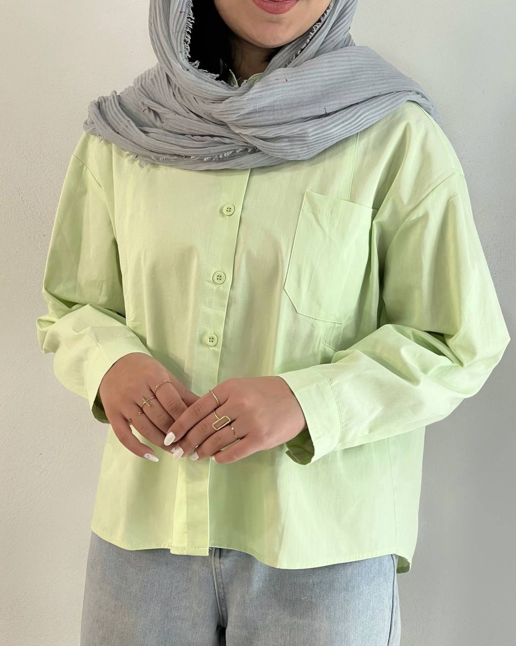 شومیز کتان کاغذی مدادرنگی کد 4919