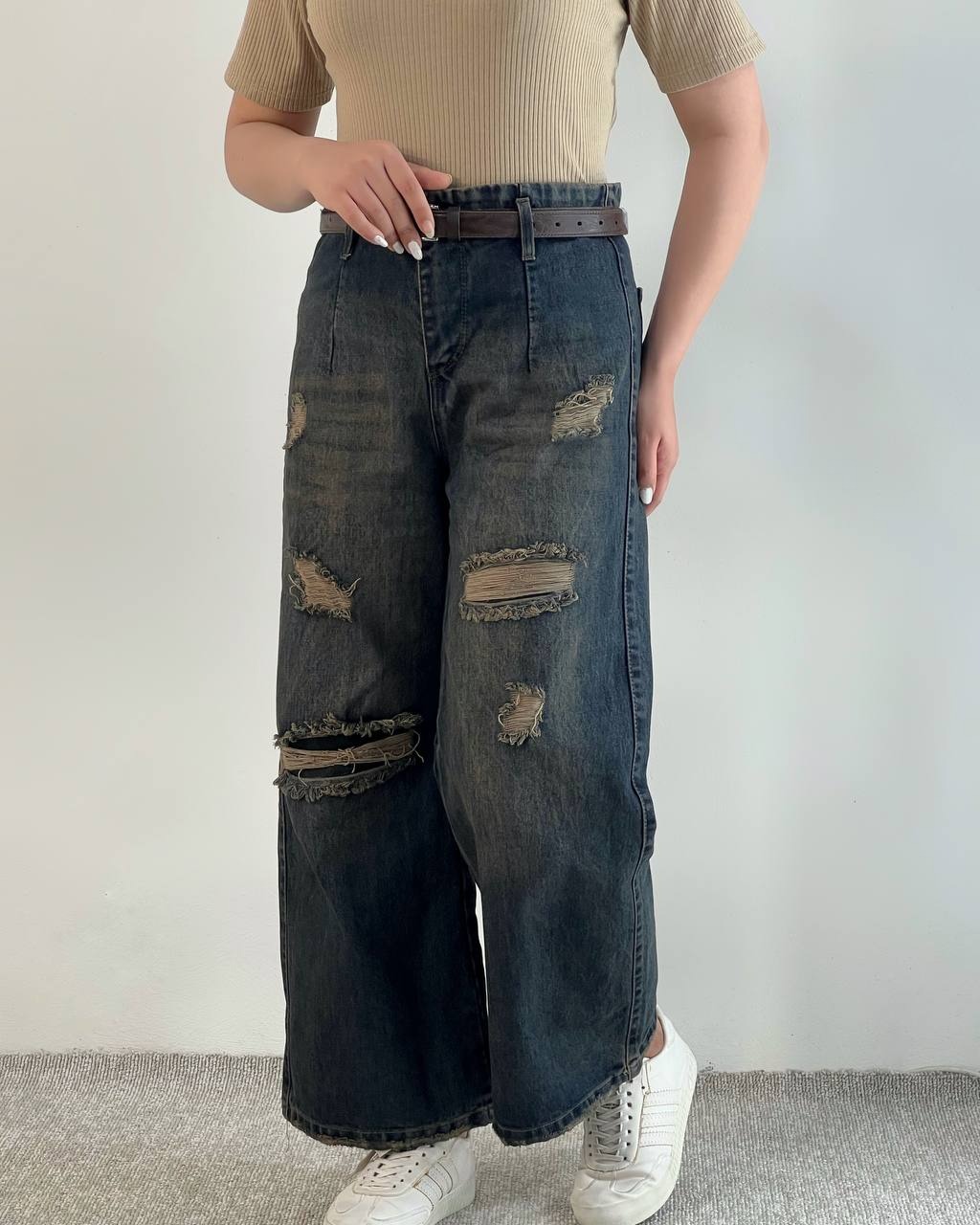 شلوار جین واید لگ قد 90 کد 4923