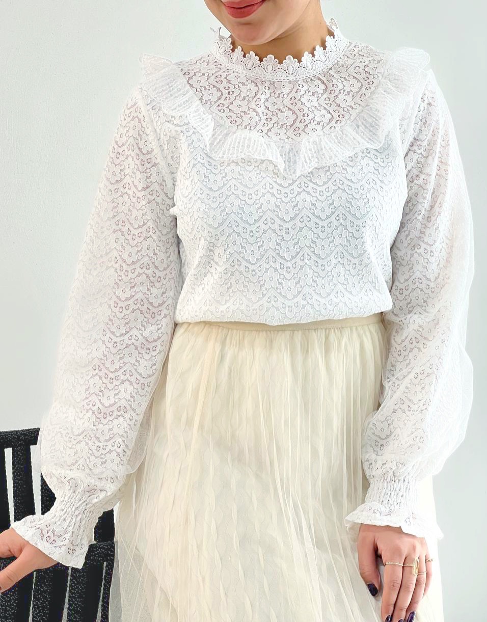 شومیز تمام دانتل آستردار کد 4924