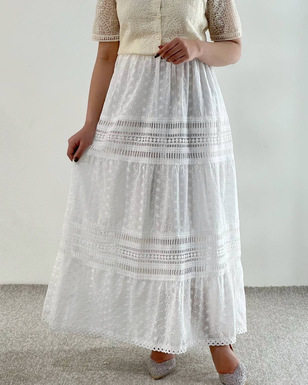 دامن تمام خامه دوزی بلند کد 4929