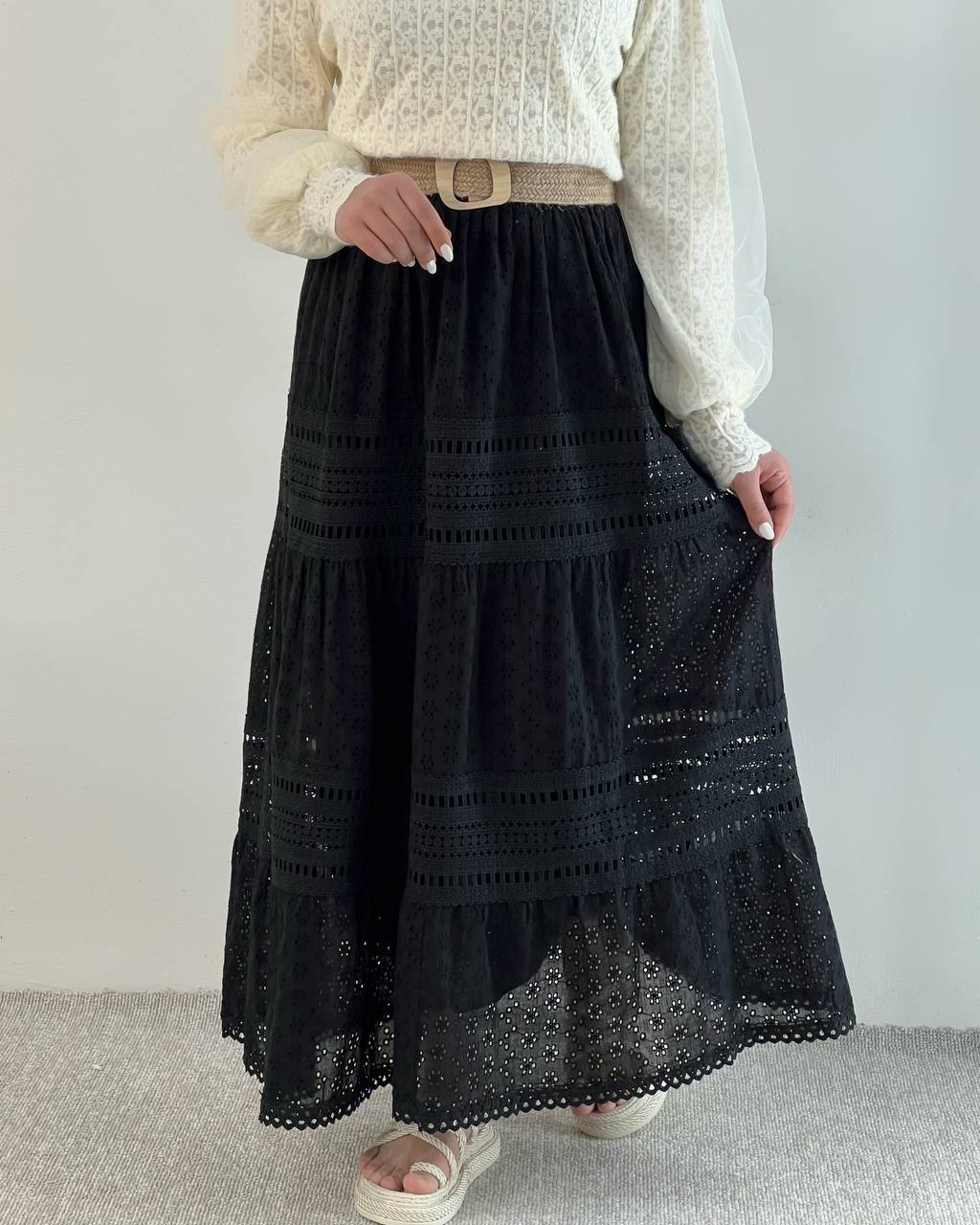 دامن تمام خامه دوزی بلند کد 4929