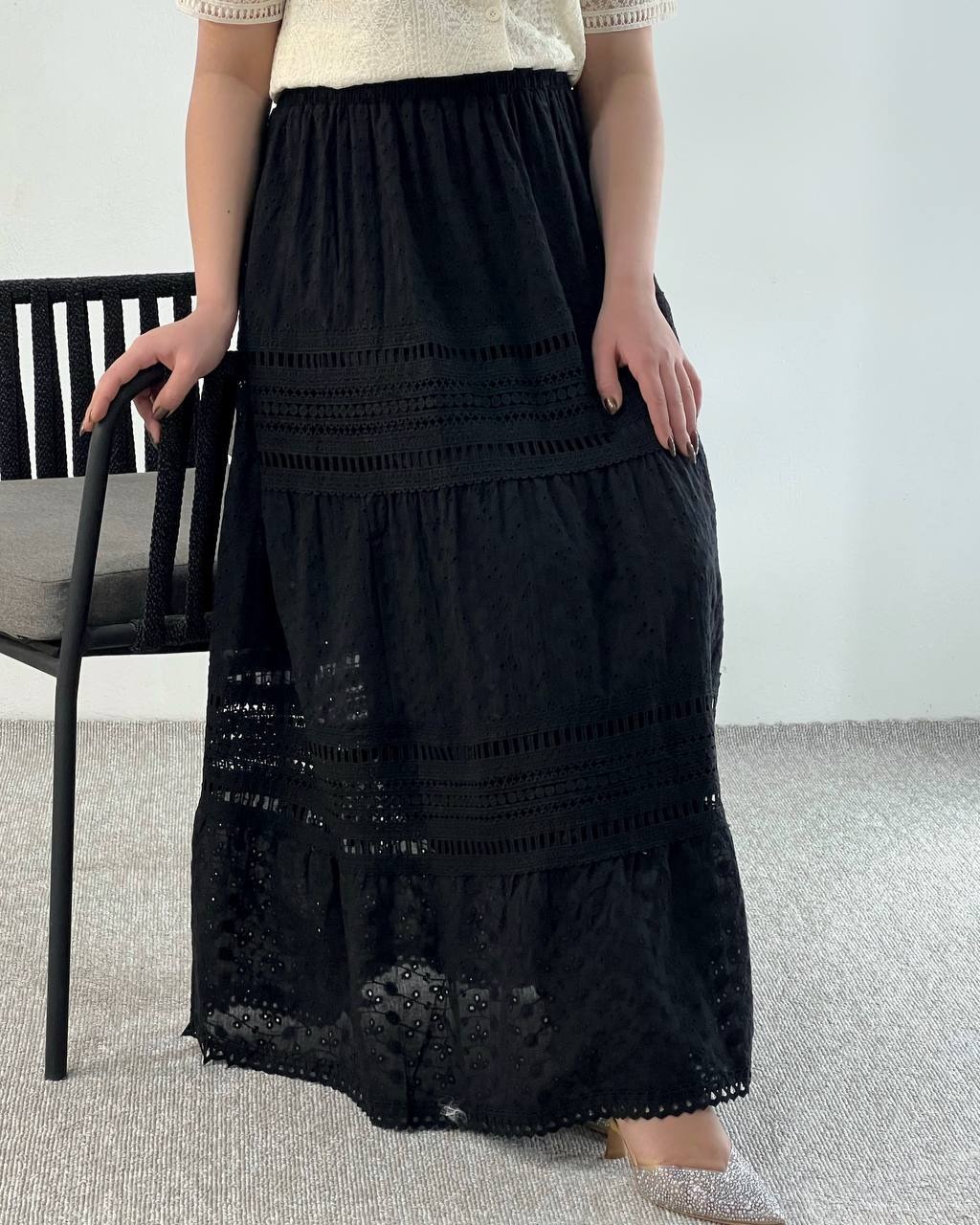 دامن تمام خامه دوزی بلند کد 4929