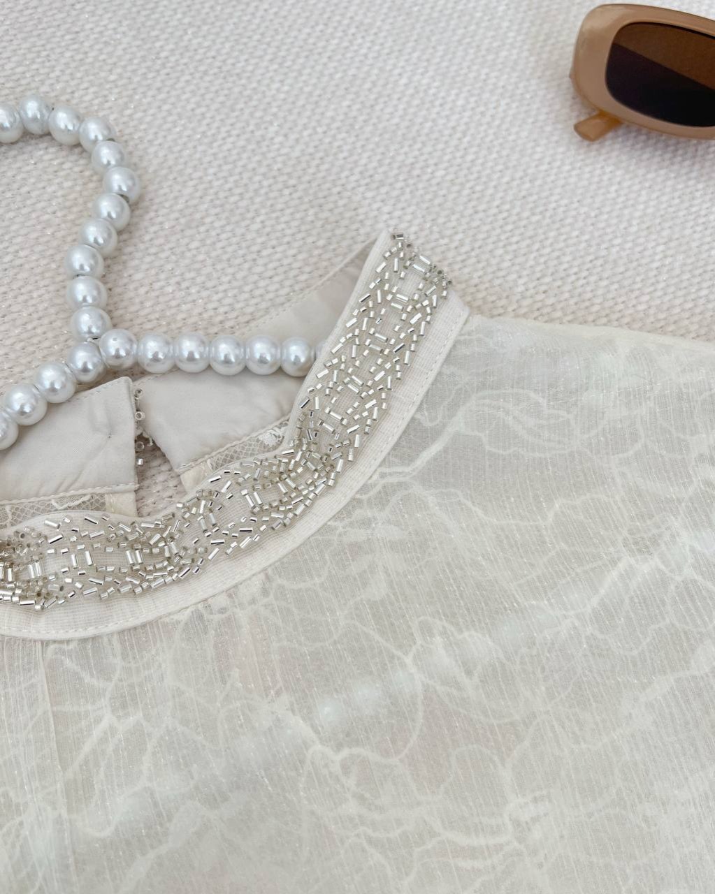 شومیز حریر ارگنزا با آستری دانتل کد 4950