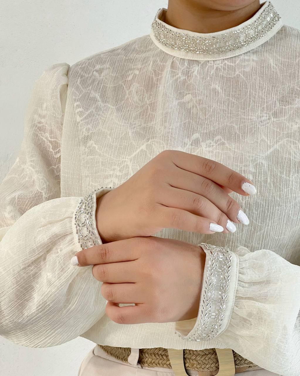 شومیز حریر ارگنزا با آستری دانتل کد 4950