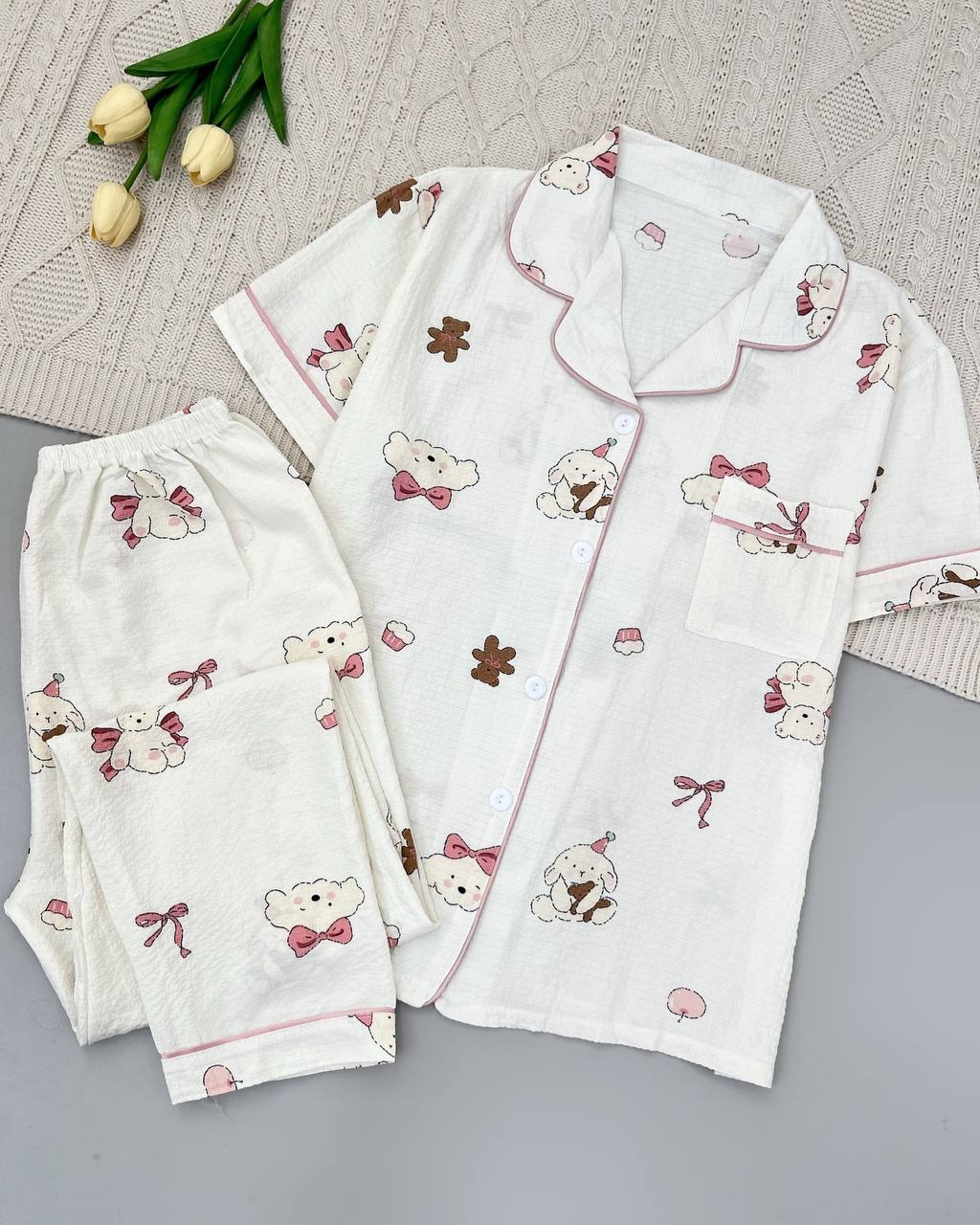 ست موسلین جلو دکمه کد 4954