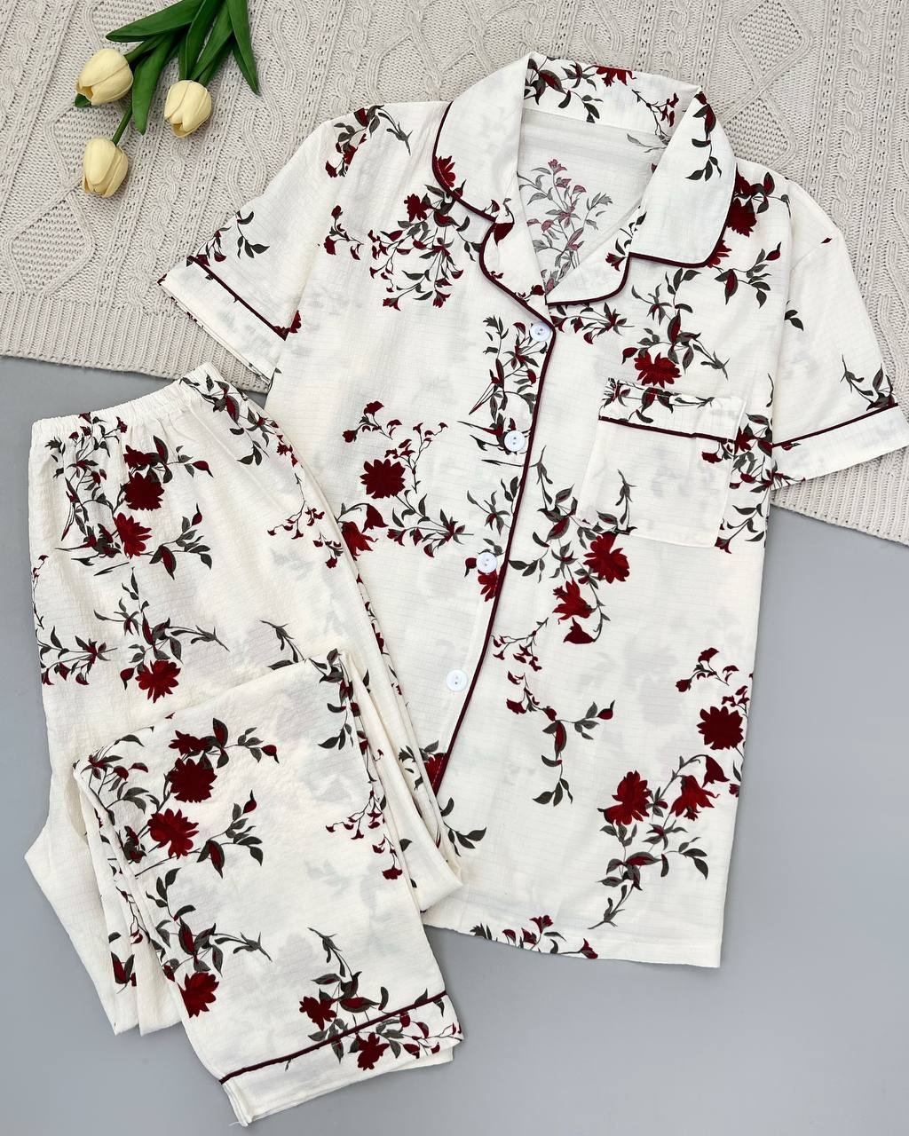 ست موسلین جلو دکمه کد 4954