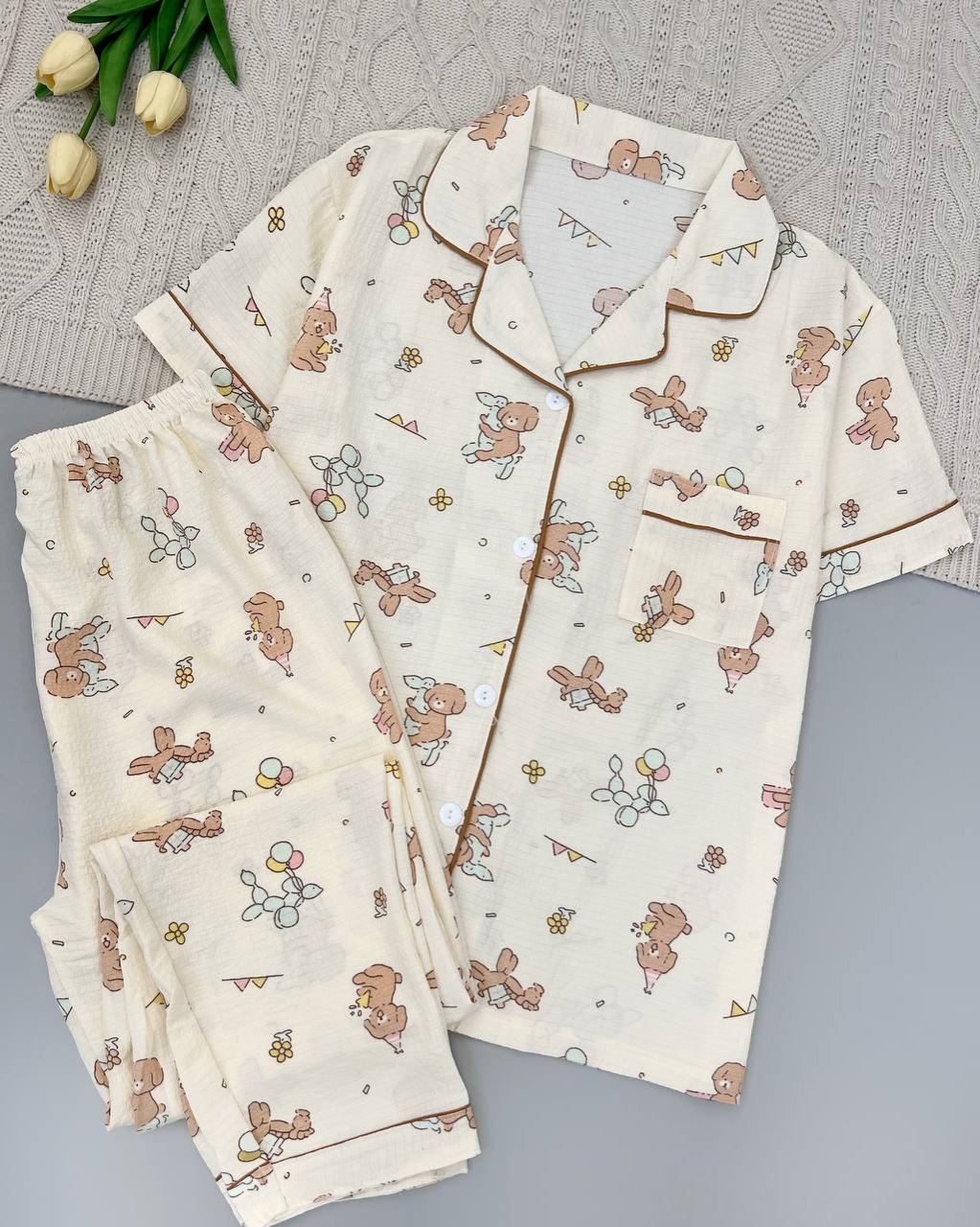 ست موسلین جلو دکمه کد 4954