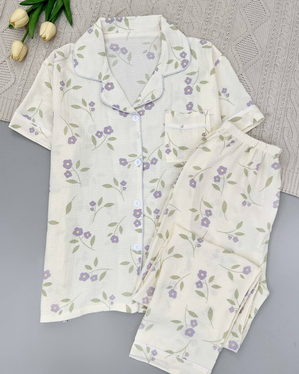 ست موسلین جلو دکمه کد 4954