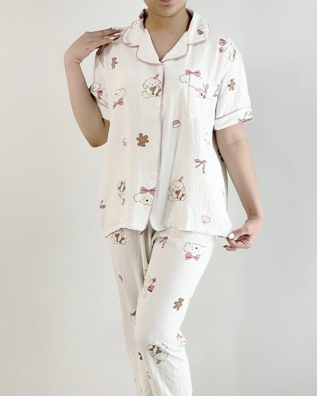 ست موسلین جلو دکمه کد 4954