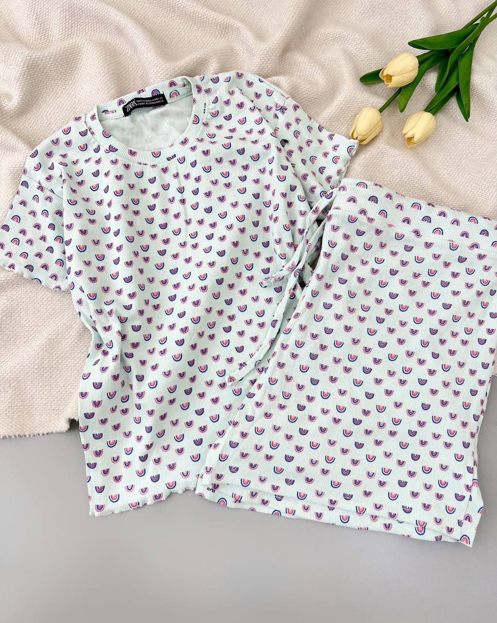 ست کراپ و شلوارک کبریتی کد 4955