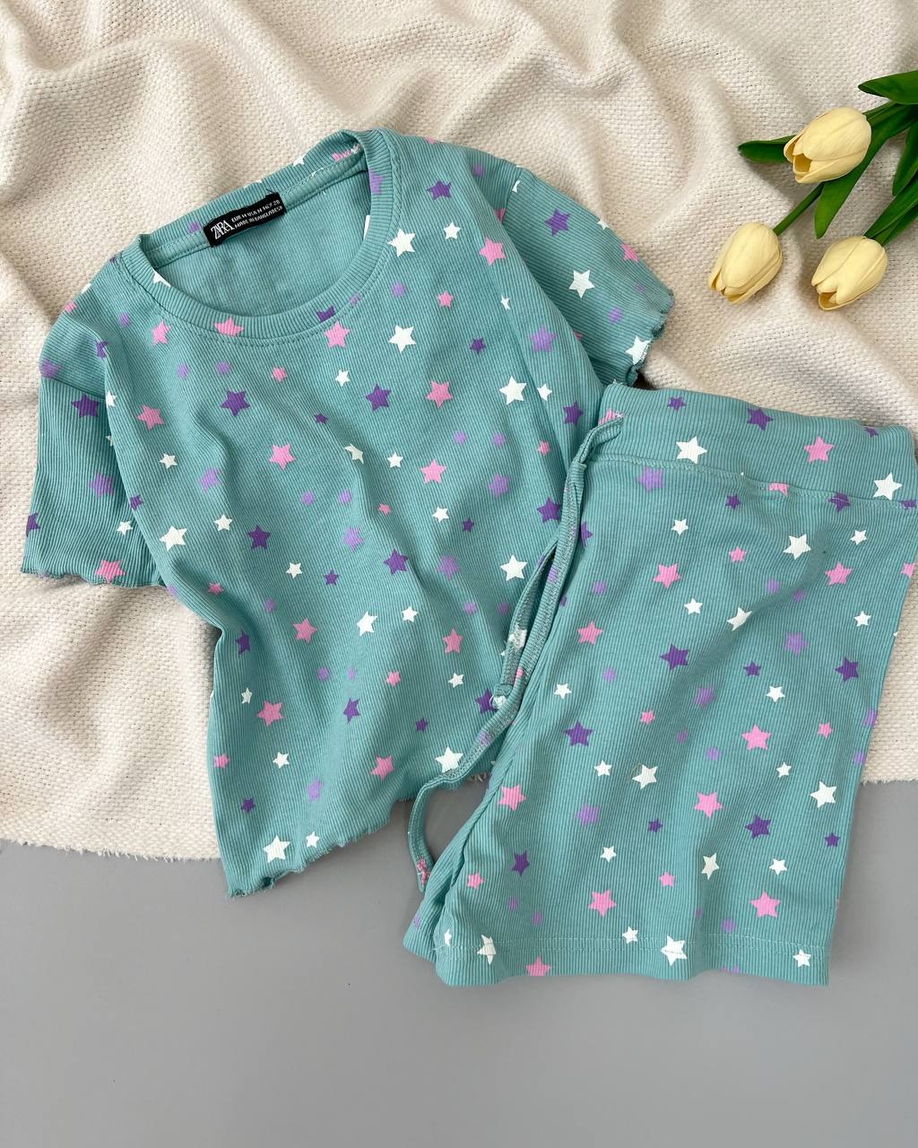 ست کراپ و شلوارک کبریتی کد 4955