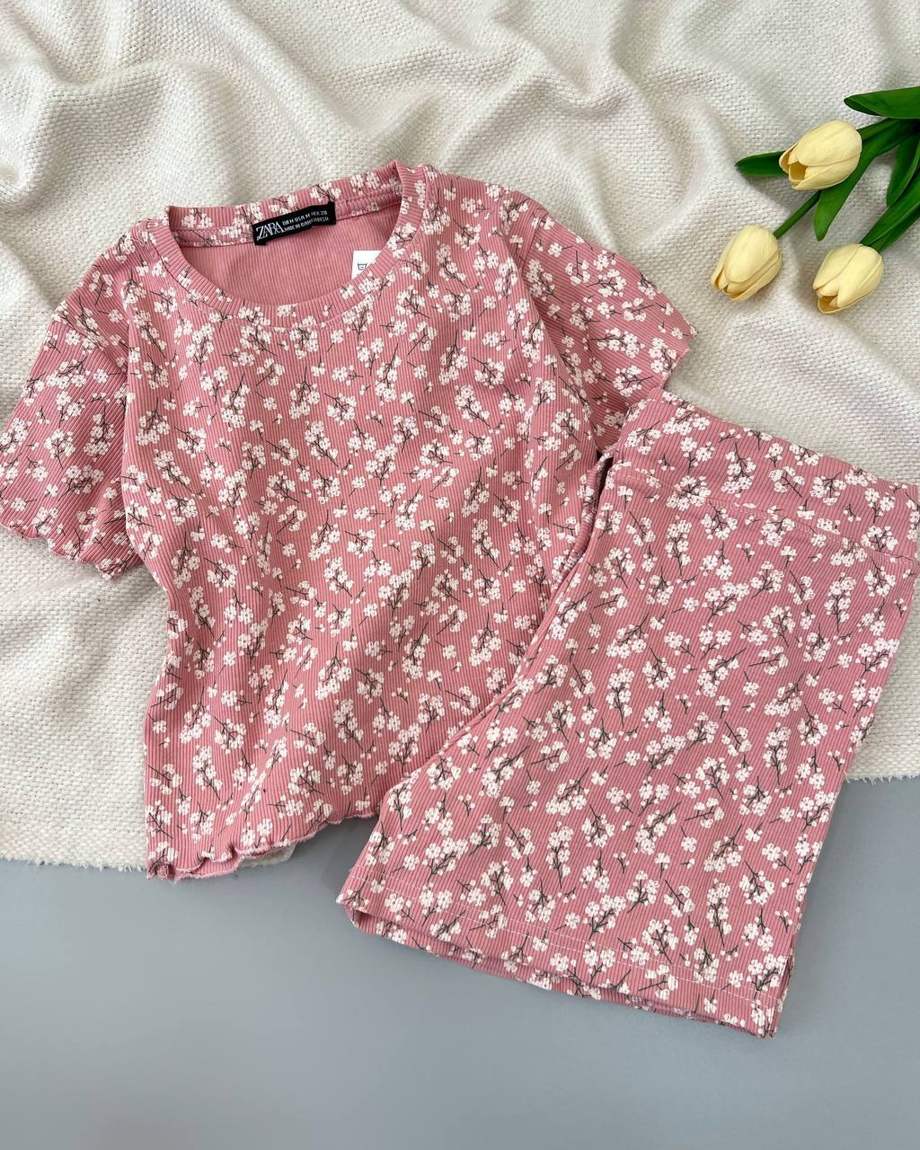 ست کراپ و شلوارک کبریتی کد 4955