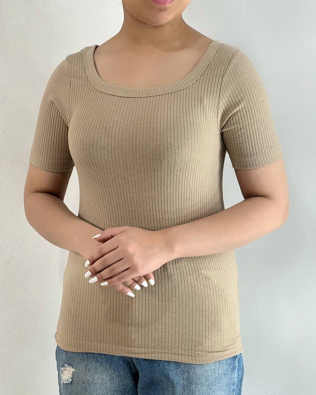 تیشرت یقه خشتی کرکره ای کد 4959