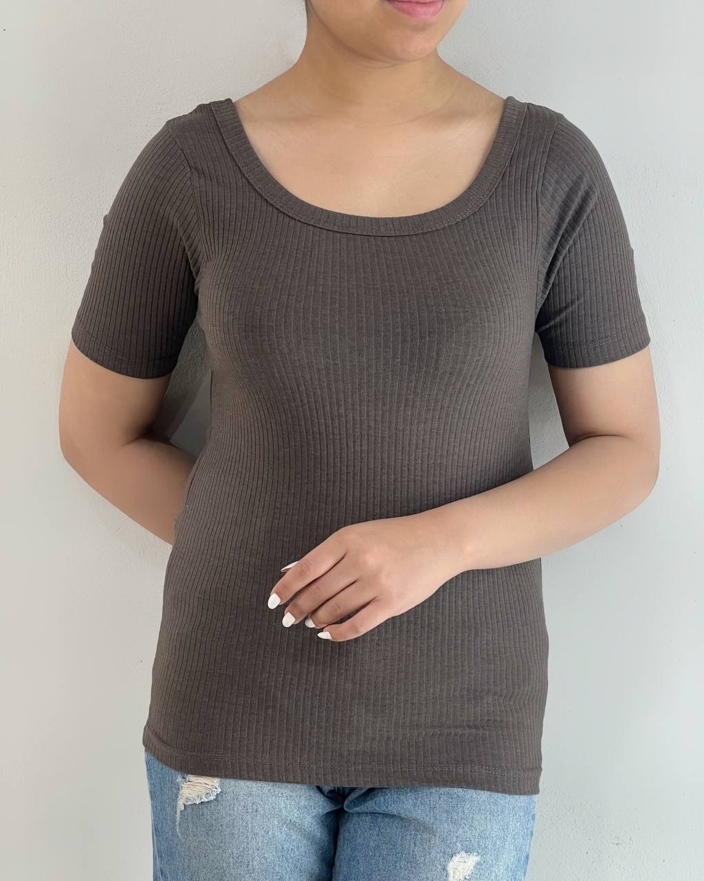 تیشرت یقه خشتی کرکره ای کد 4959