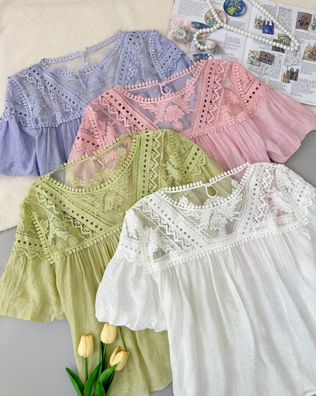 شومیز بالاتنه گیپور کد 4968