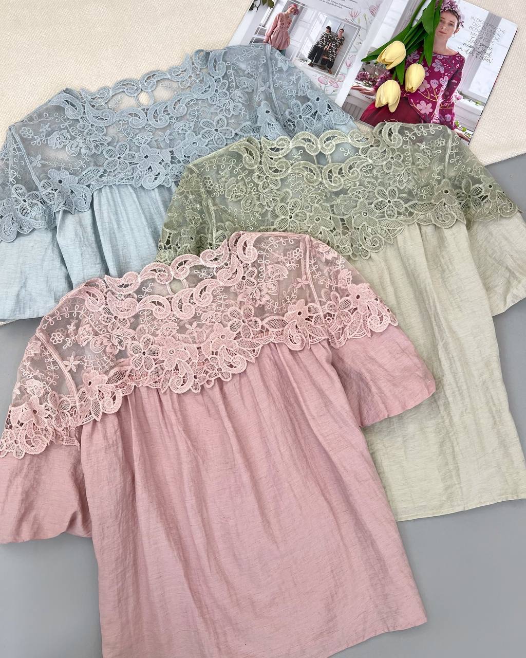 شومیز بالاتنه گیپور کد 4971