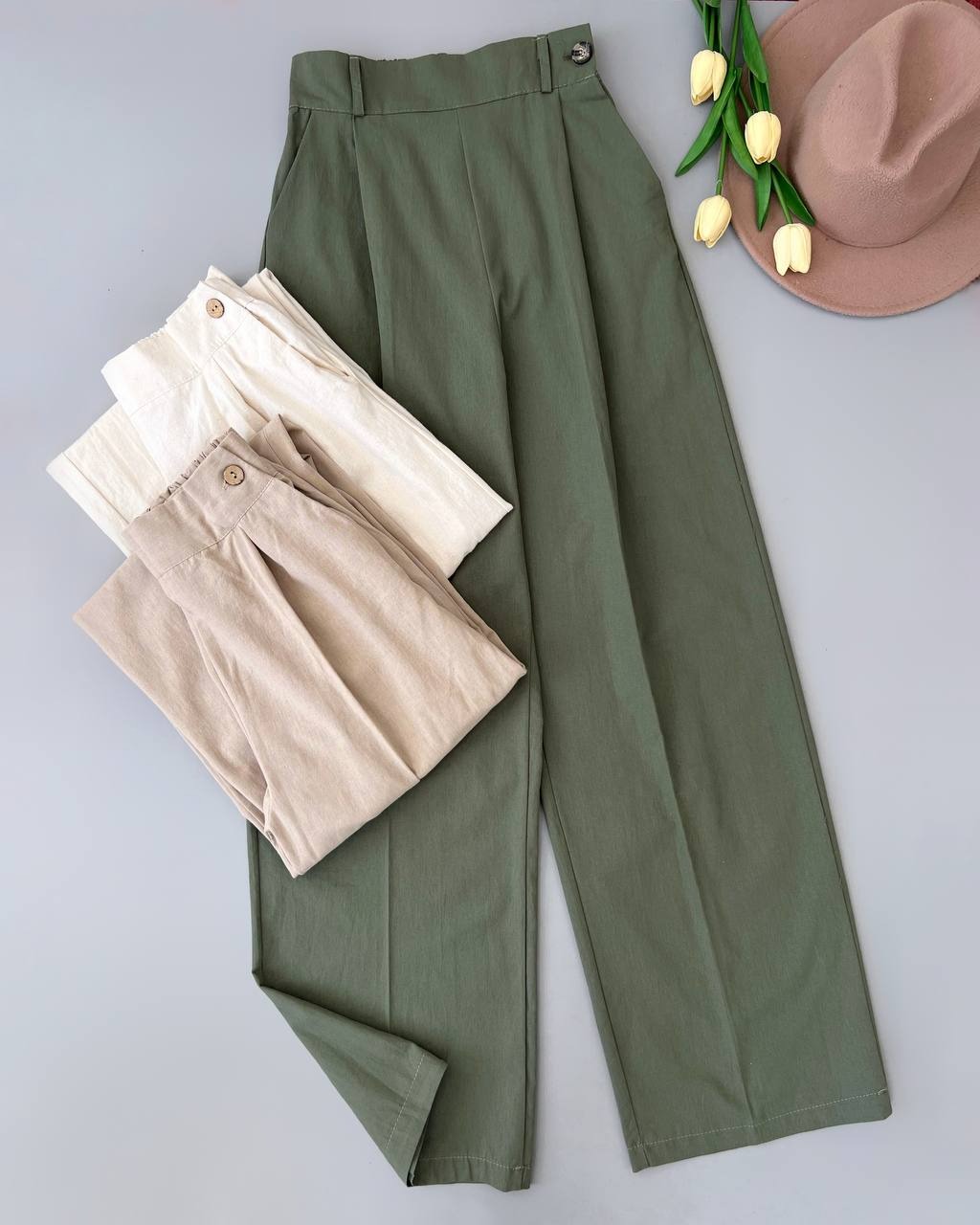 شلوار لینن نیم بگ کد 4977