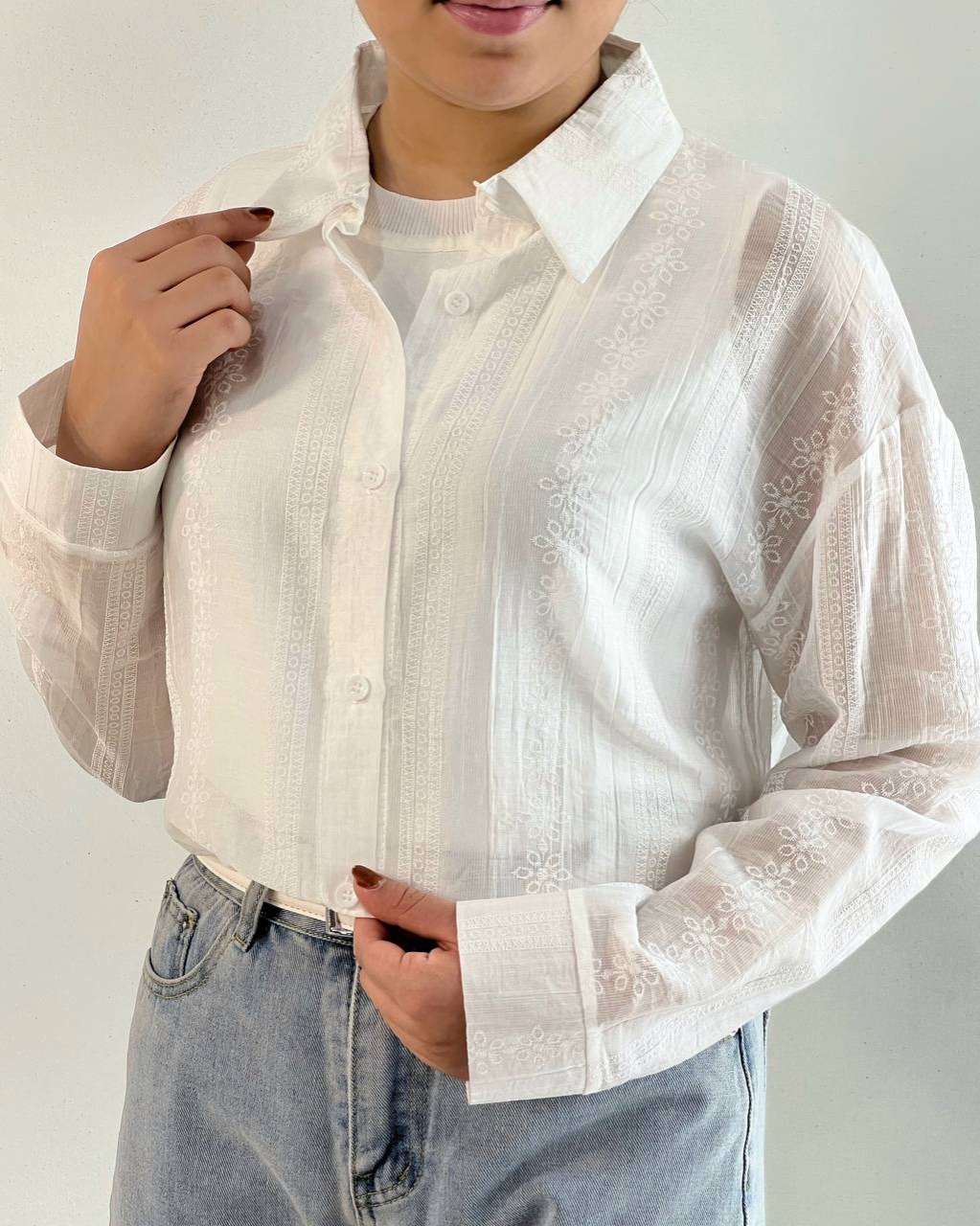 شومیز شیشه ای خامه دوزی کد 4996