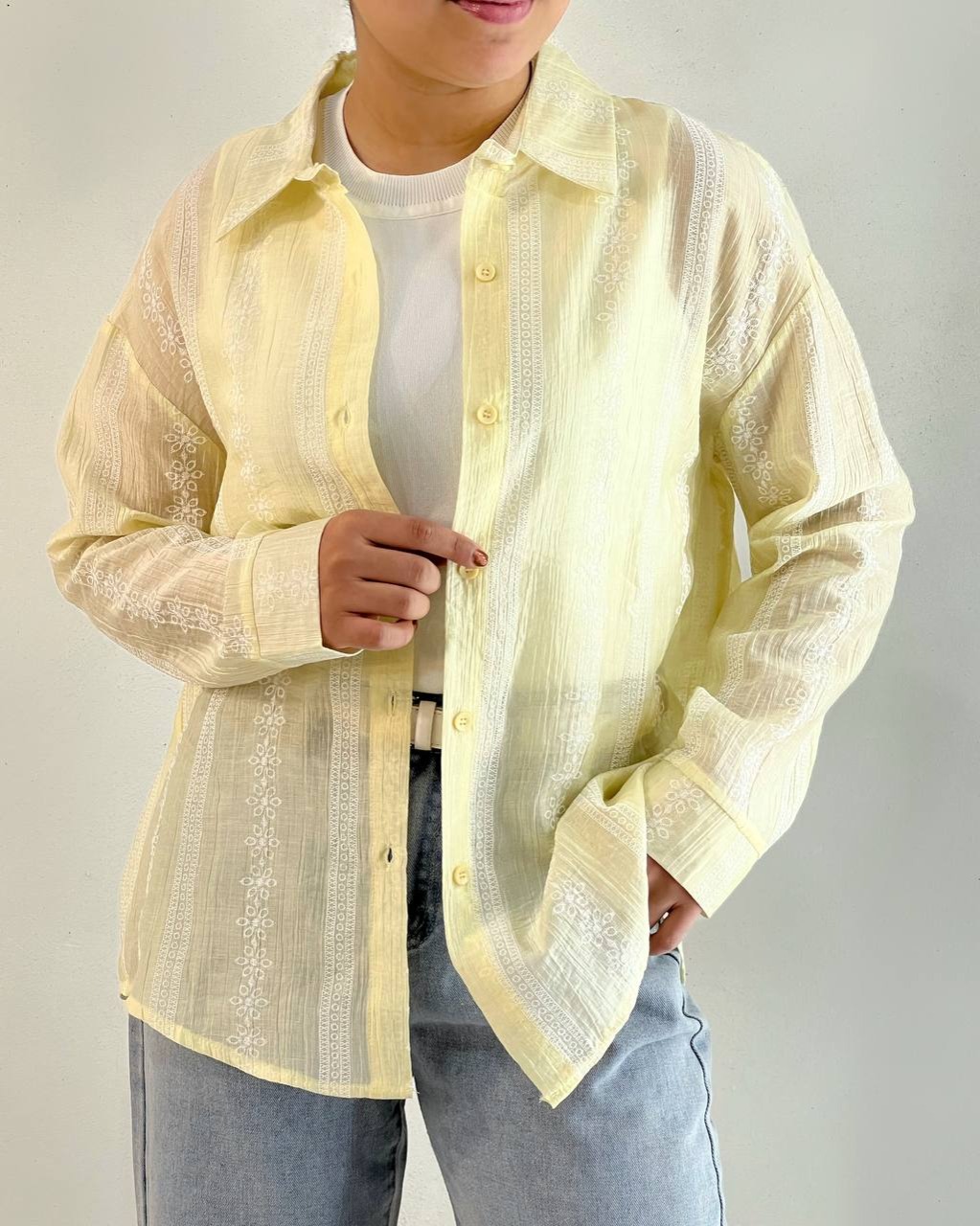 شومیز شیشه ای خامه دوزی کد 4996