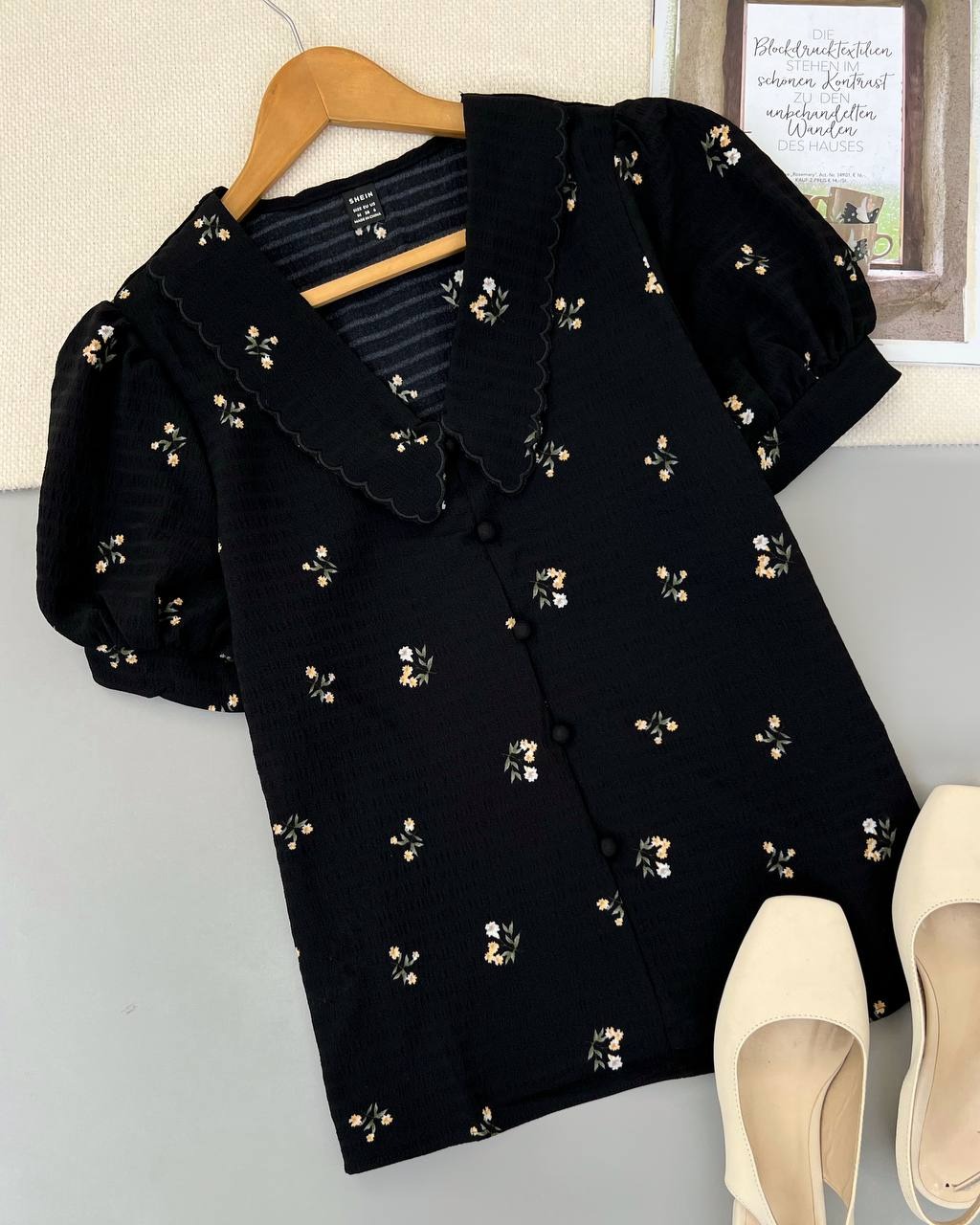 شومیز گل ریز دو رنگ کد 4630