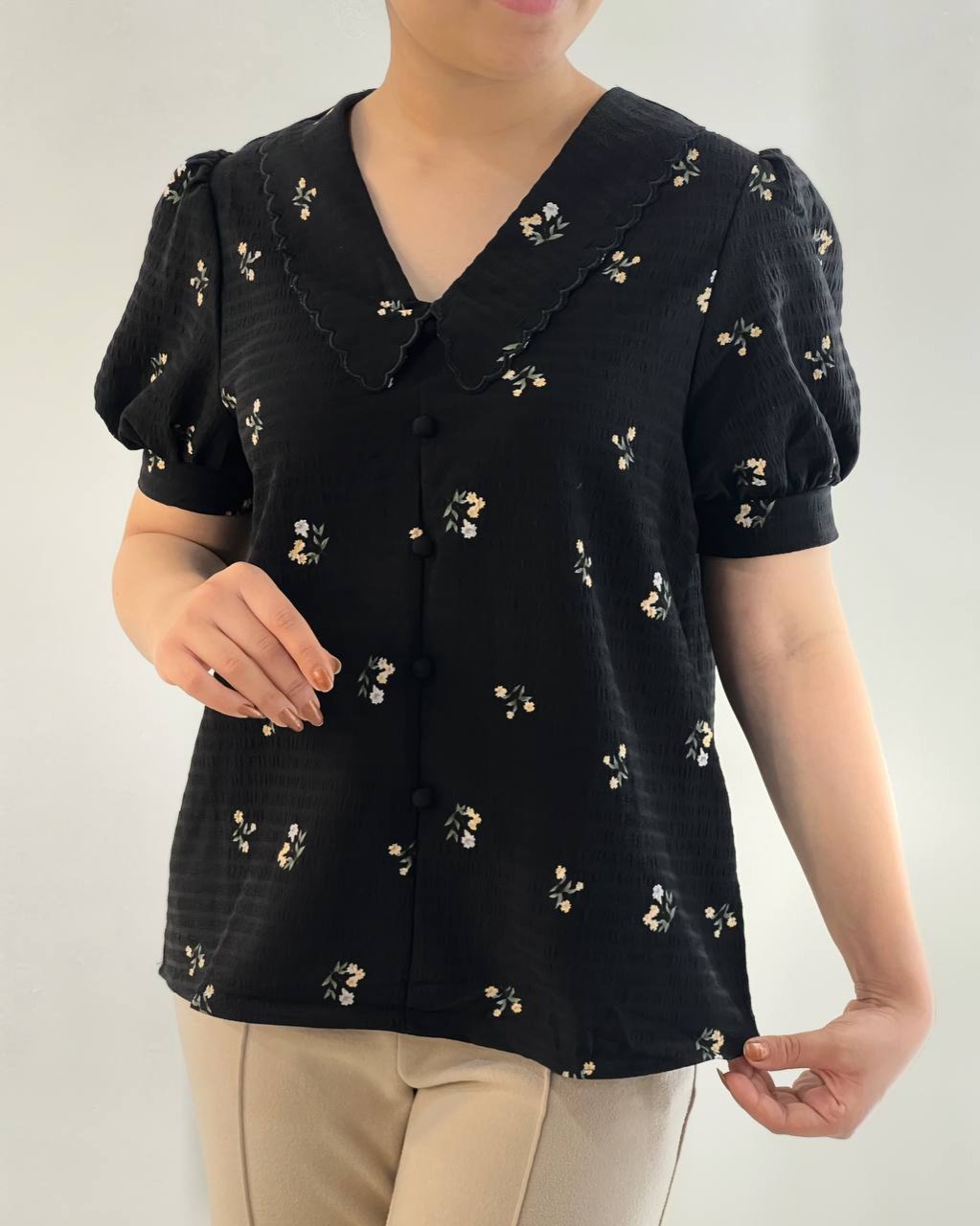 شومیز گل ریز دو رنگ کد 4630