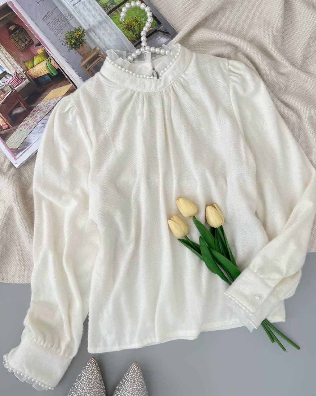 شومیز موهر عروسکی آستردار کد 5009