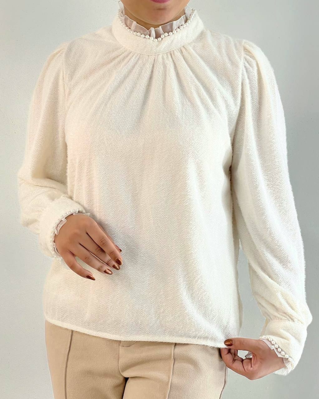 شومیز موهر عروسکی آستردار کد 5009